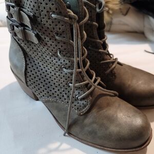 Women's Perforated Lace-Up Ankle Boots
